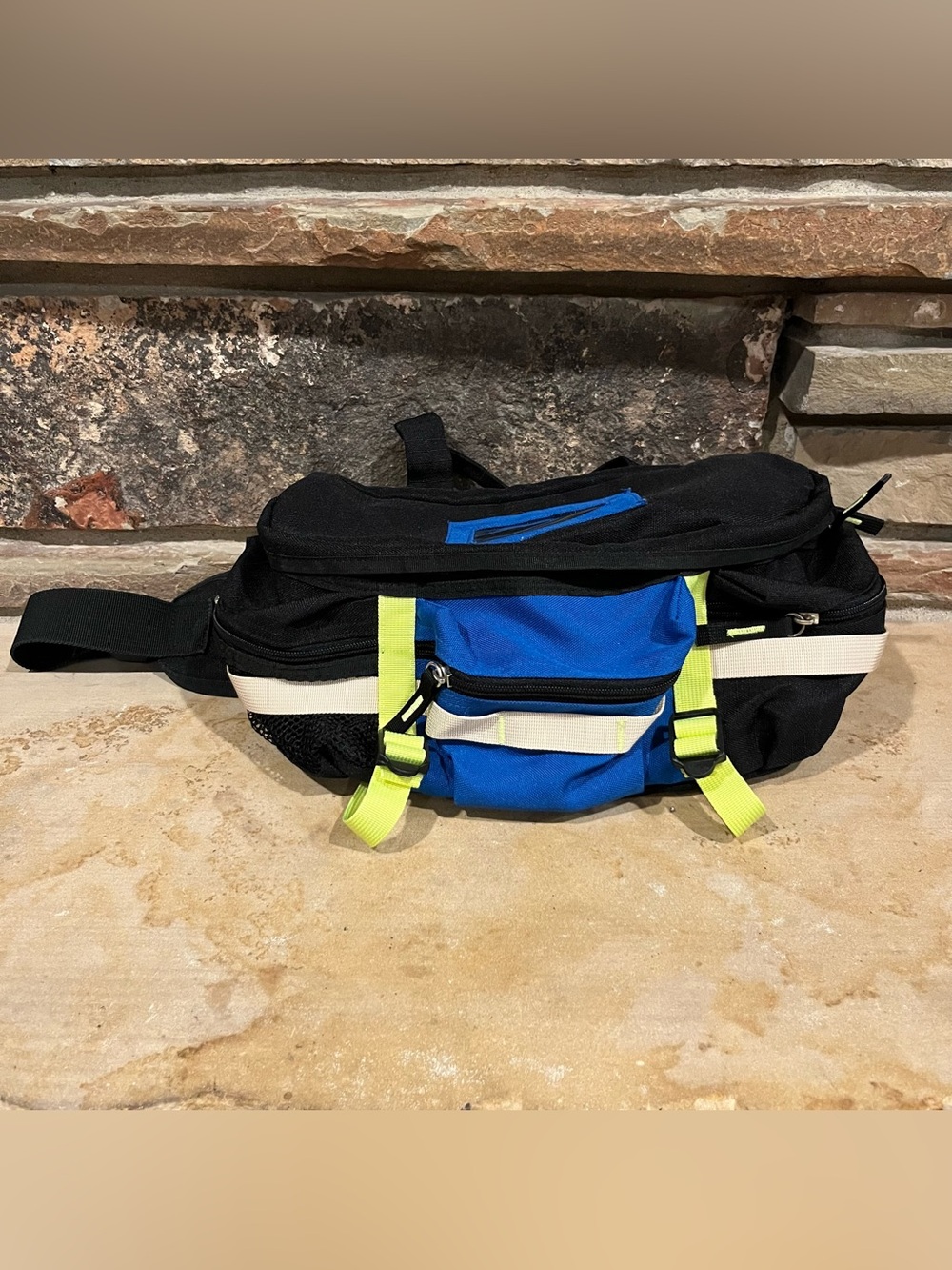 GAP Colorblock Black and Blue Fanny Pack Belt Bag with Neon Accent